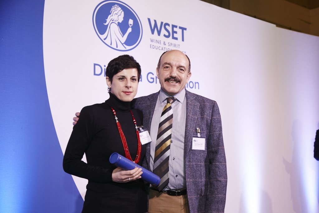 Receiving my WSET Diploma certificate from Gerard Basset OBE, MW, MS, MBA, DipWSET